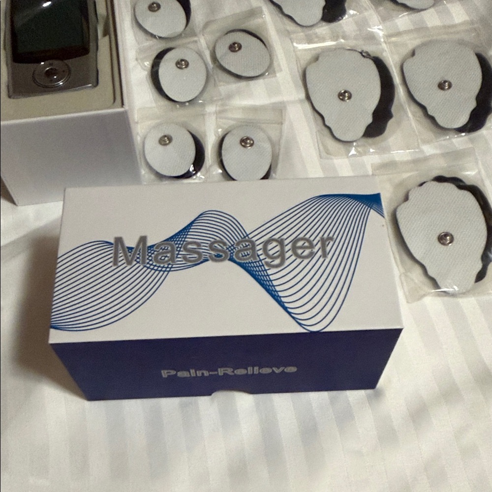 Handheld Electronic Massager with Multiple Electrode Pads - White/Black - Picture 5 of 13